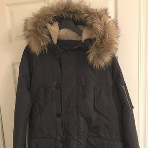 J Crew Snorkel/N3B military style Men's Winter Parka, size Medium, Navy Blue